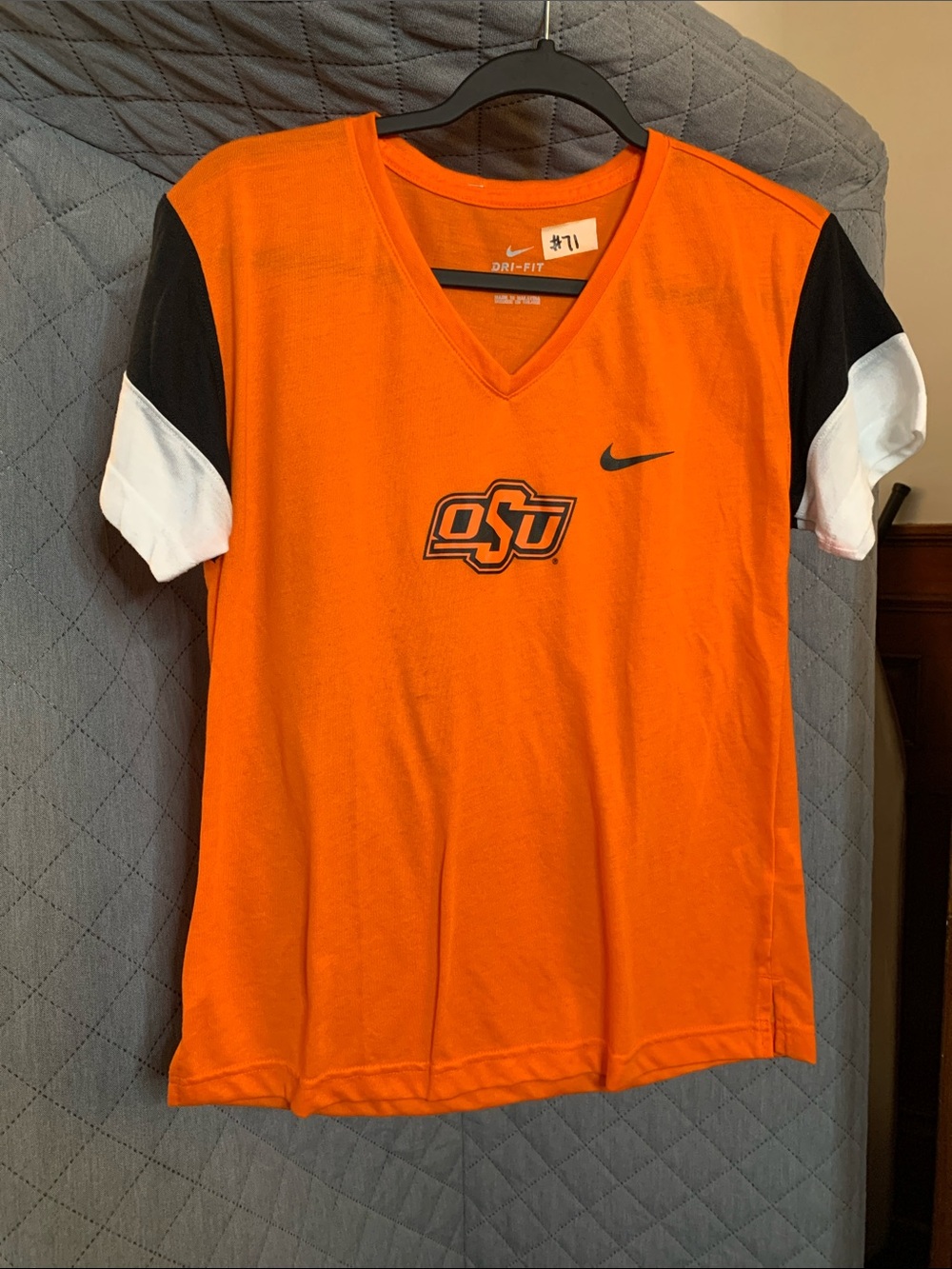 Nike Orange OSU Short Sleeve Tee with Black and White Sleeves